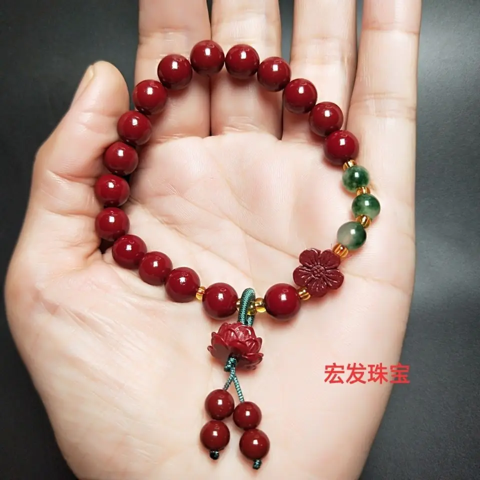 Natural Purple Gold Sand Jade Bracelet Men's and Women's Year Life Flower Jade Lucky Red Jewelry TreasureT Ward Off Evil Spirits