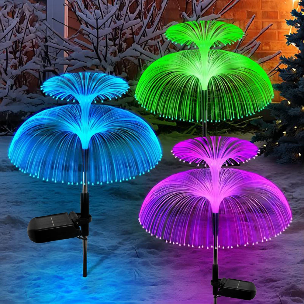 

Solar Garden Lights, 7 Color Changing Solar Jellyfish Lights, Double-Layer Jellyfish Solar Lights for Home Garden Outside Decor