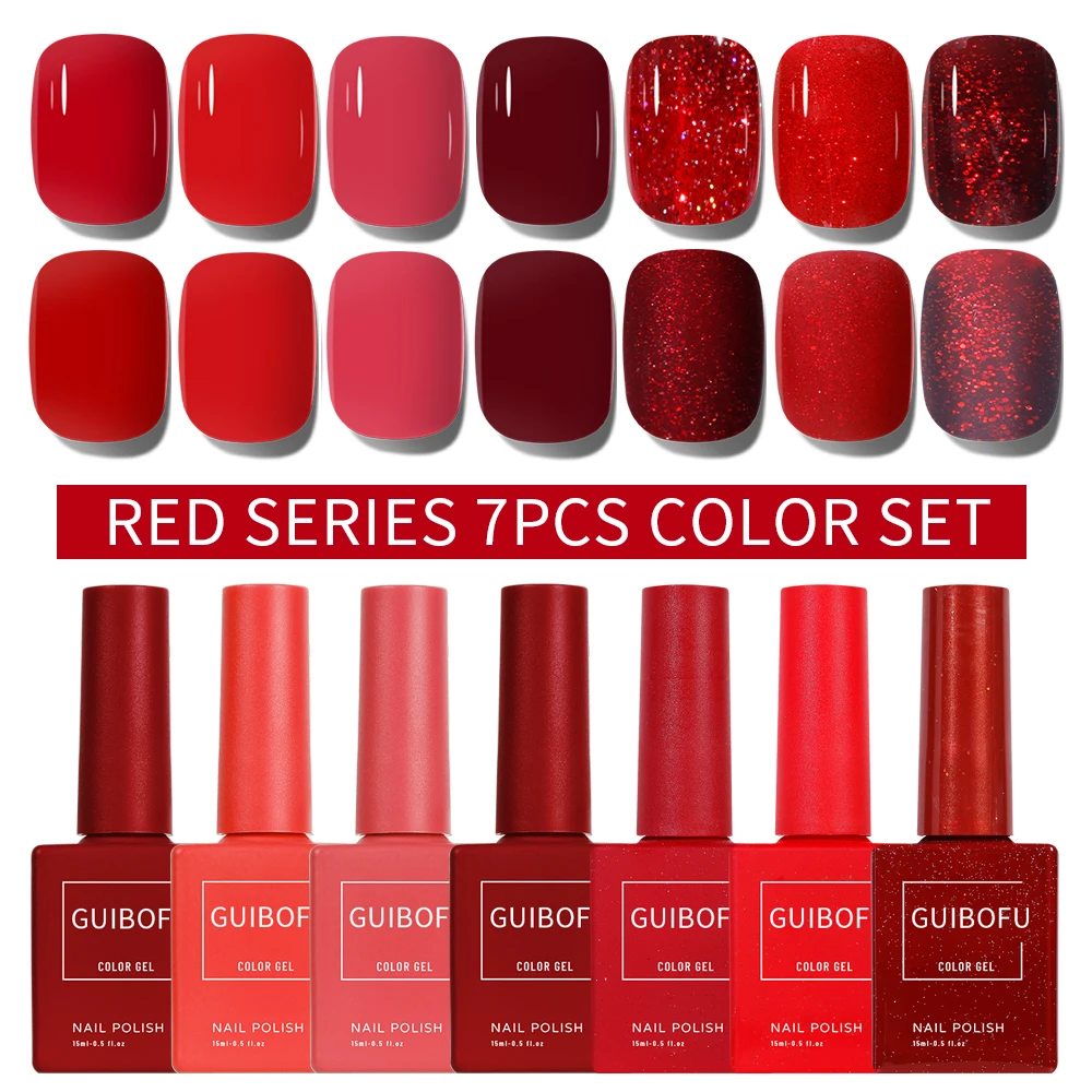 7 unids/set de esmalte de uñas de Gel, acabado brillante de otoño, juego de esmalte de uñas con lentejuelas semipermanentes, barniz Uv para decoración de uñas