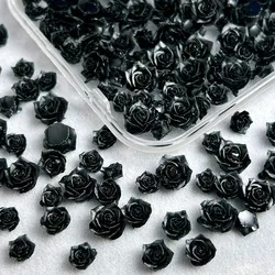 30PCS 3D Resin Black Roses Nail Art Decorations Minimalist Roses Flowers Dark Style Nail Charms Accessories for DIY Hairpin Nail
