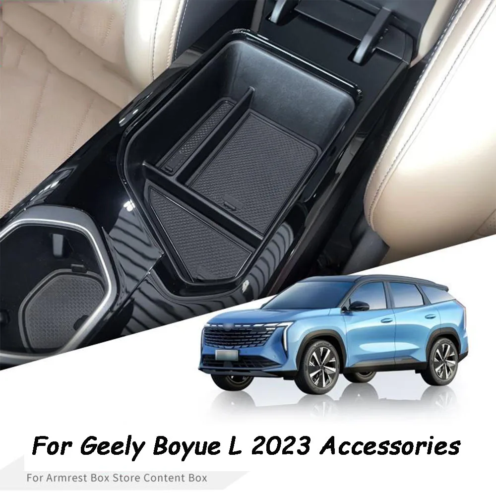 

For Geely Atlas 2nd Gen Boyue L 2023 2024 Accessories Car Central Console Storage Box Car Front Door Armrest Storage Box ABS