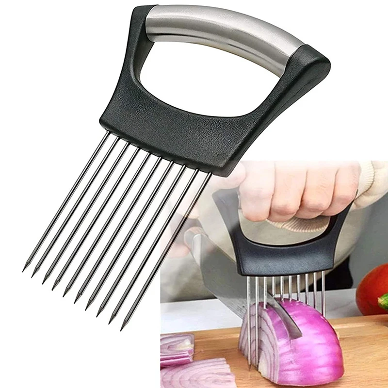 Stainless Steel Onion Slicers Holder Vegetable Tomato Shredders Kitchen Tools For Slicing Meat Cheese Blocks Pin Needle