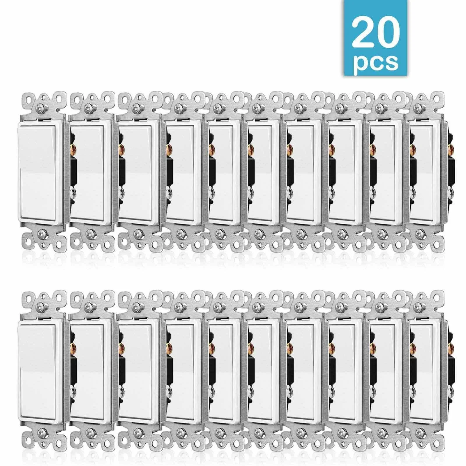 

5-20 шт. 15A кулисный прерыватель, выключатели света, однополюсные настенные пластины, переключатели UL, белые для жилых и коммерческих зон