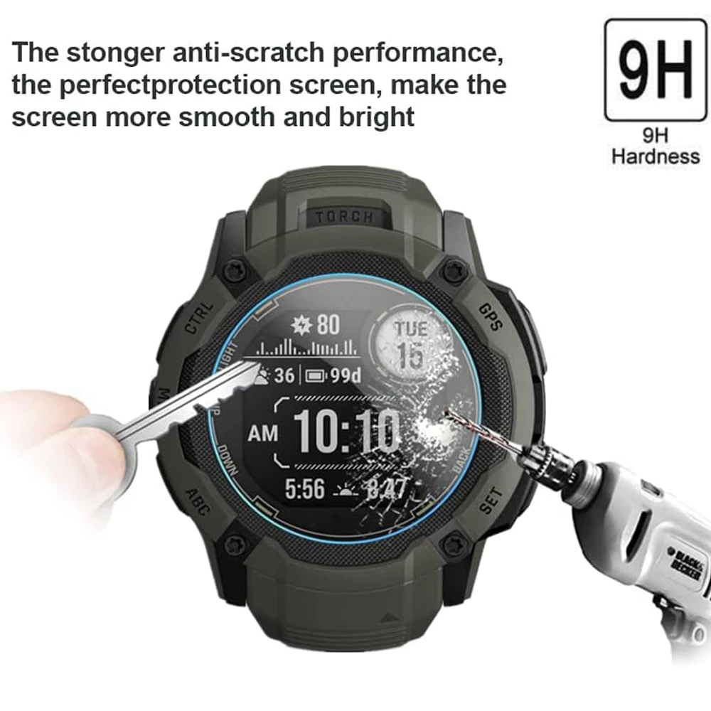 Película de vidrio templado para Garmin Instinct 2X, Protector de pantalla completa resistente a grietas, accesorios de reloj, 2/4 piezas