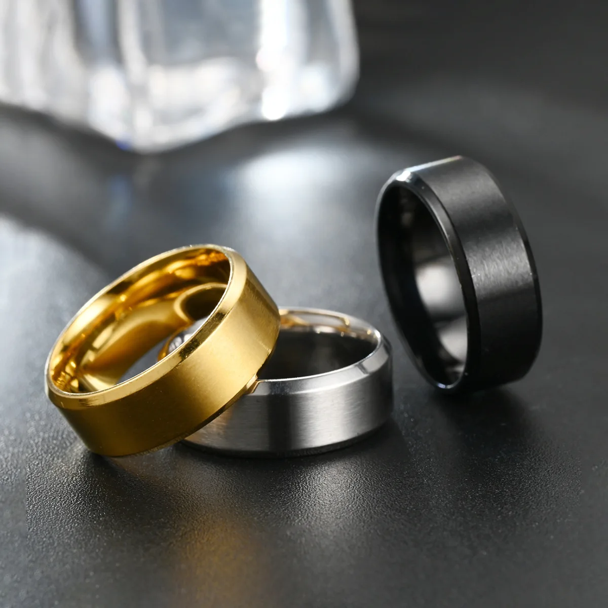 3 Colors Classic 8mm Tungsten Mens Ring Surface Brushed Stainless Steel Ring for Women Wedding Band Couples Jewelry Accessories