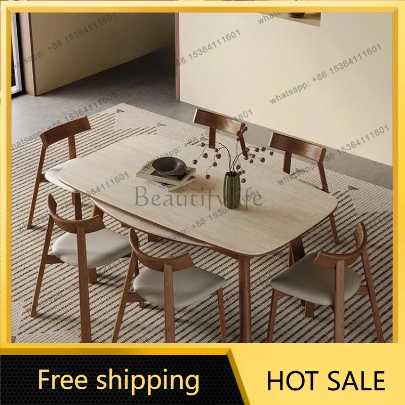 LJY Wood Extendable Dining Table Light Luxury Lounge Adult Aesthetics High Quality Table Comfortable Reception Mesa Furniture