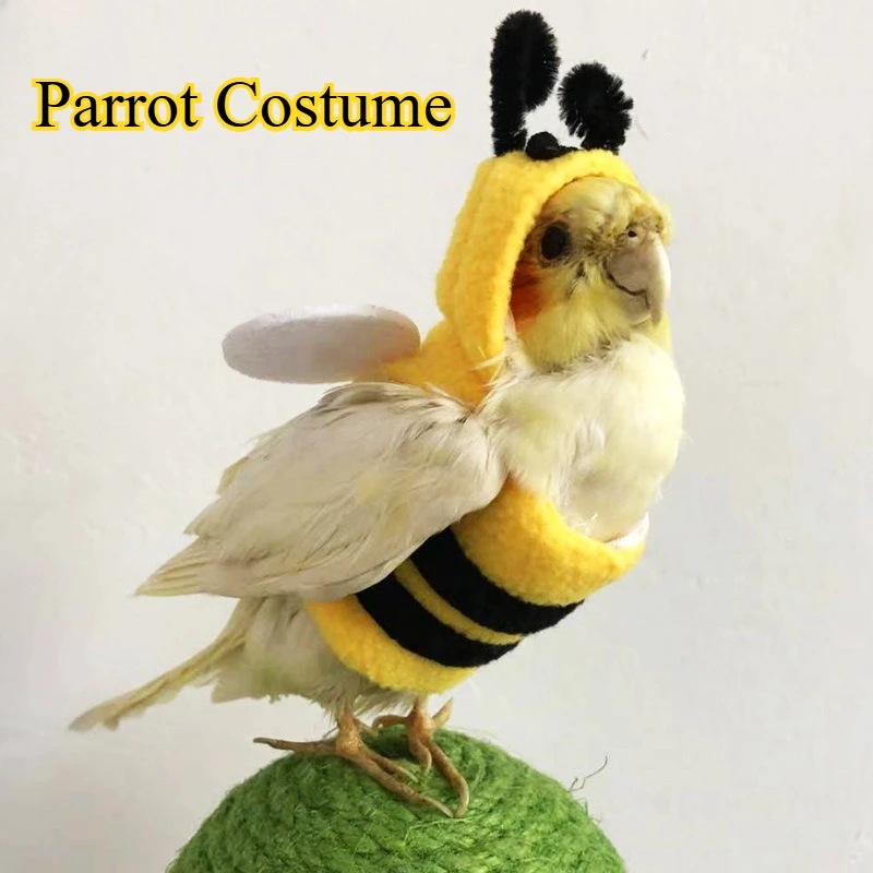 

Pet Bird Clothes Parrot Costumes Warm for Fall and Winter Cute and Funny Parrot Bee Transformation Outfit Performance Costume