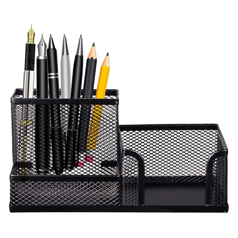 5 Pcs Mesh Desk Pen Organizer Set - Round Pen Organizer For Desk, Pen Holder Set, Pen Desk Organizers And Storage