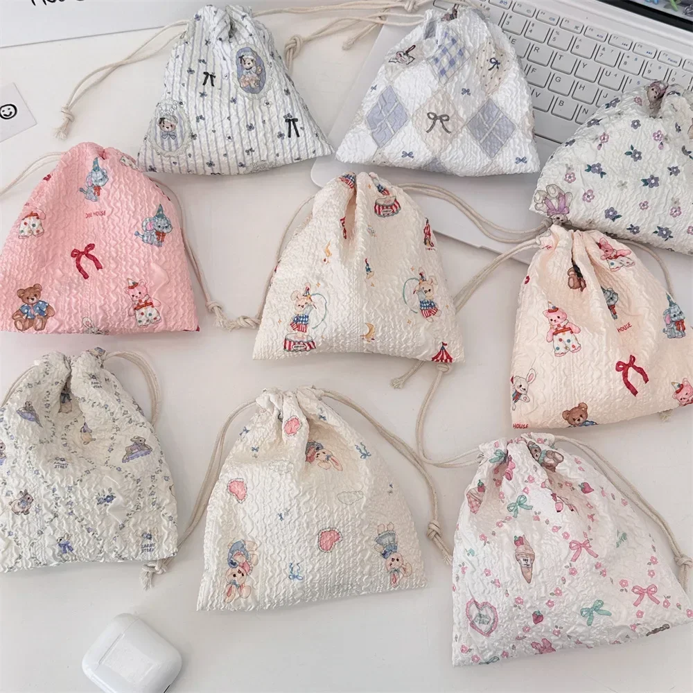 Borsa per cosmetici con coulisse simpatico cartone animato Borsa per trucco per donna Portamonete di grande capacità Portamonete Borse da toilette portatili