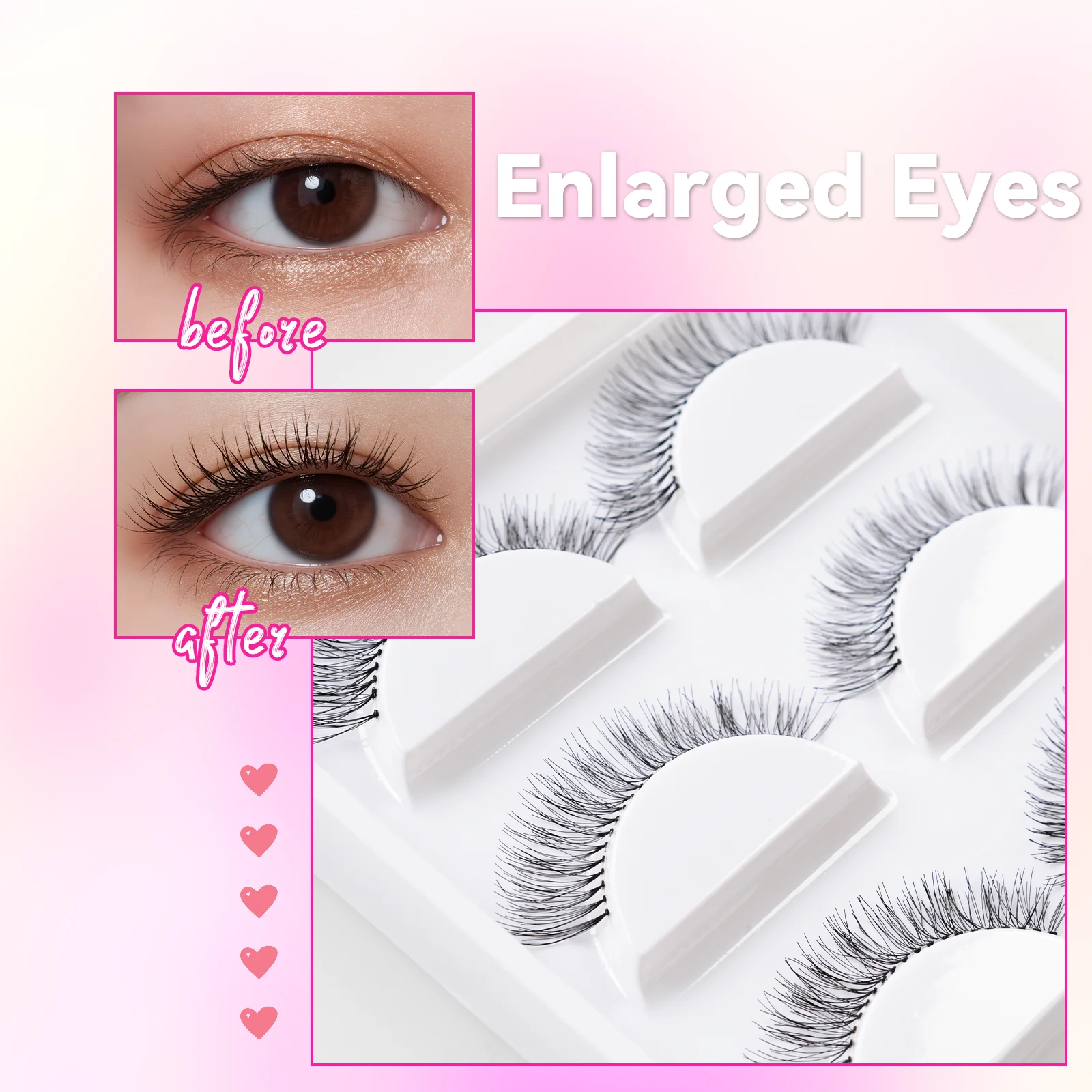 5 paires de cils Cosplay cils Extension Lolita faux cils fée japonaise Lolita doux cils outils de maquillage des yeux