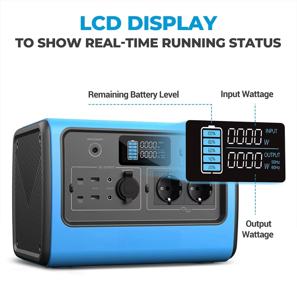 

Blue Tti 800w Clean Energy 716wh Portable Solar Generator with Battery Energy Storage System