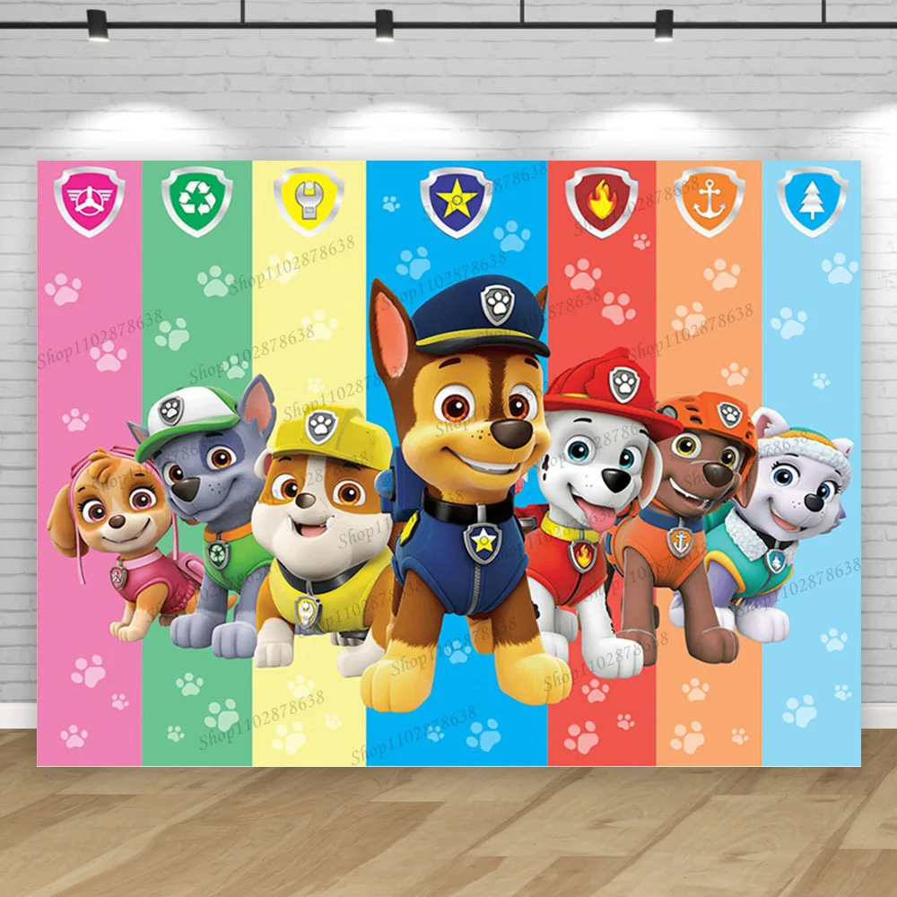 Paw Patrol Birthday Backdrop Decoration Kids Girs Boy Party Photography Background Puppy Event Banner Poster Photo Studio Props