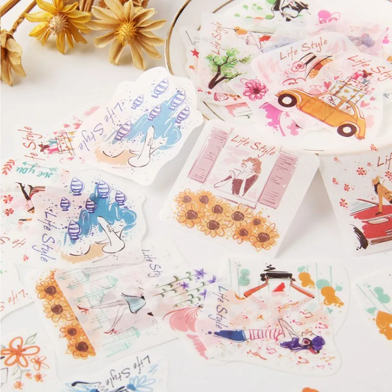 40piece Mini Sticker package Students decoration Scrapbooking label flower decorative border scenery 12*8CM