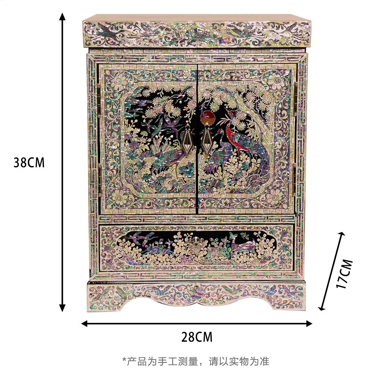 Handmade Dian Lacquer Solid Wood Jewelry Storage Cabinet Jewelry Organizer