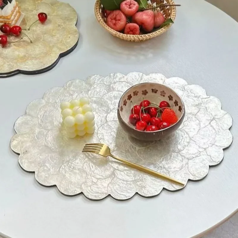 Creative Elegant Style Trays Luxury Heat Insulation Tray Shell Texture Board Indoor Oil-proof Art Craft Ornament Decoration Tabl