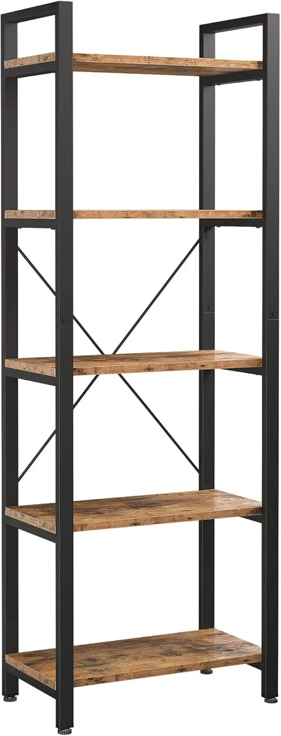 

IRONCK Bookshelf 5-Tier Ladder Shelf 110lbs/shelf Vintage Industrial Style Bookcase for Home Decor, Office Decor NEW USA