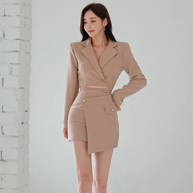 

Mature Lady Short Skirt Suit Autumn Winter Set High End Workwear Professional Personality Suiting Two Piece Set Fashionable E...