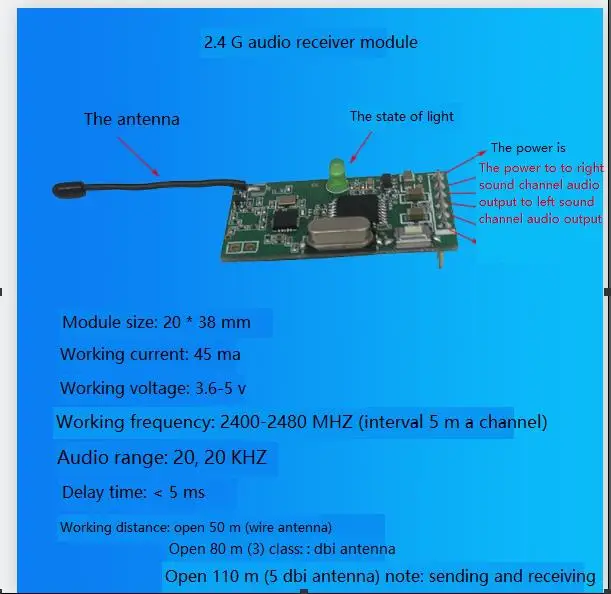 2.4G Wireless Digital Audio Module/wireless Speaker/wireless Hi-fi Module/wireless Speaker Adapter