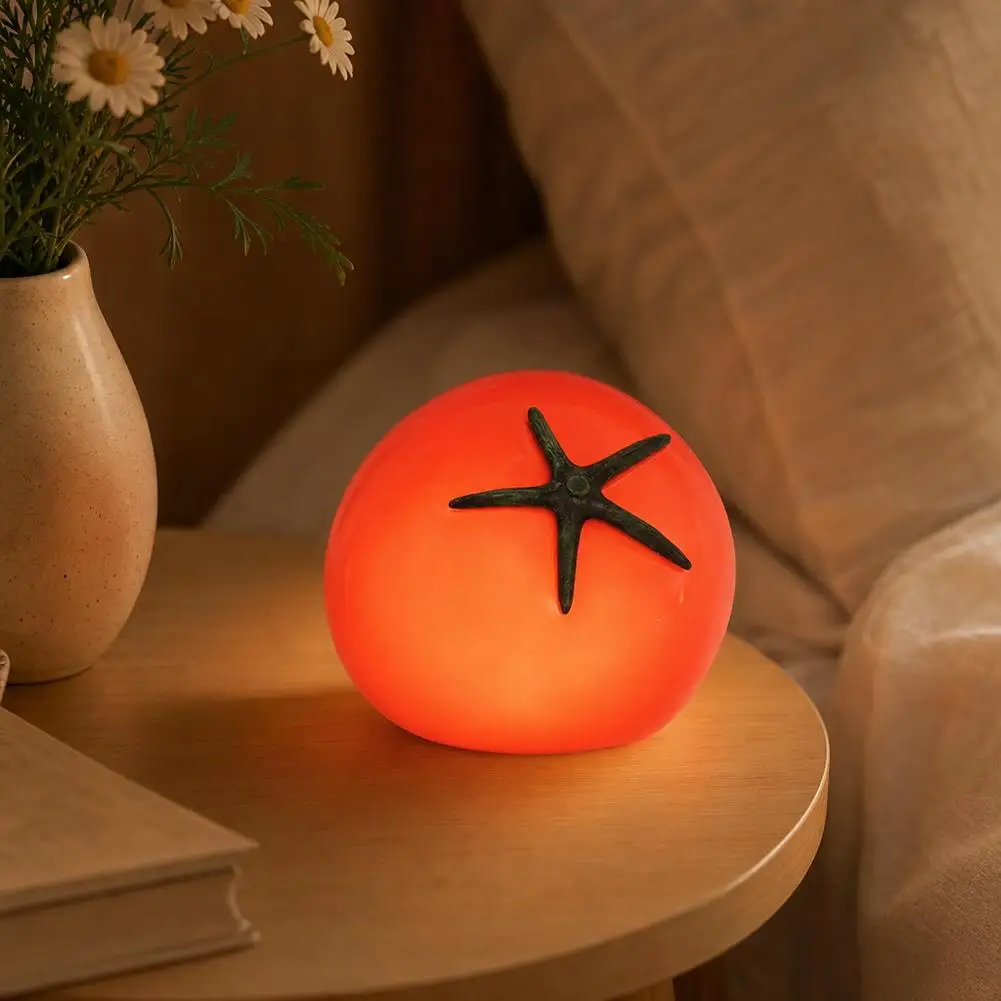 Glass Tomato Lamp 3 Color Dimmable Lovely Home Decoration Ornament Night Light Christmas And Birthday Gifts