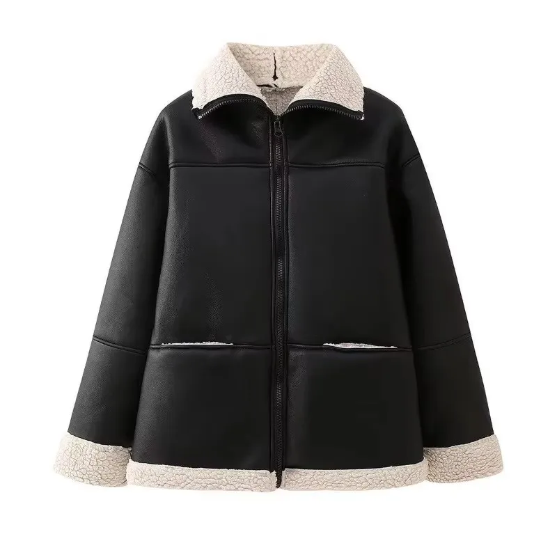 Cross-border Women's Clothing 2026 Autumn and Winter New Style Plus-size Fashionable Lambskin Coat, Loose ，Fur One-piece Coat