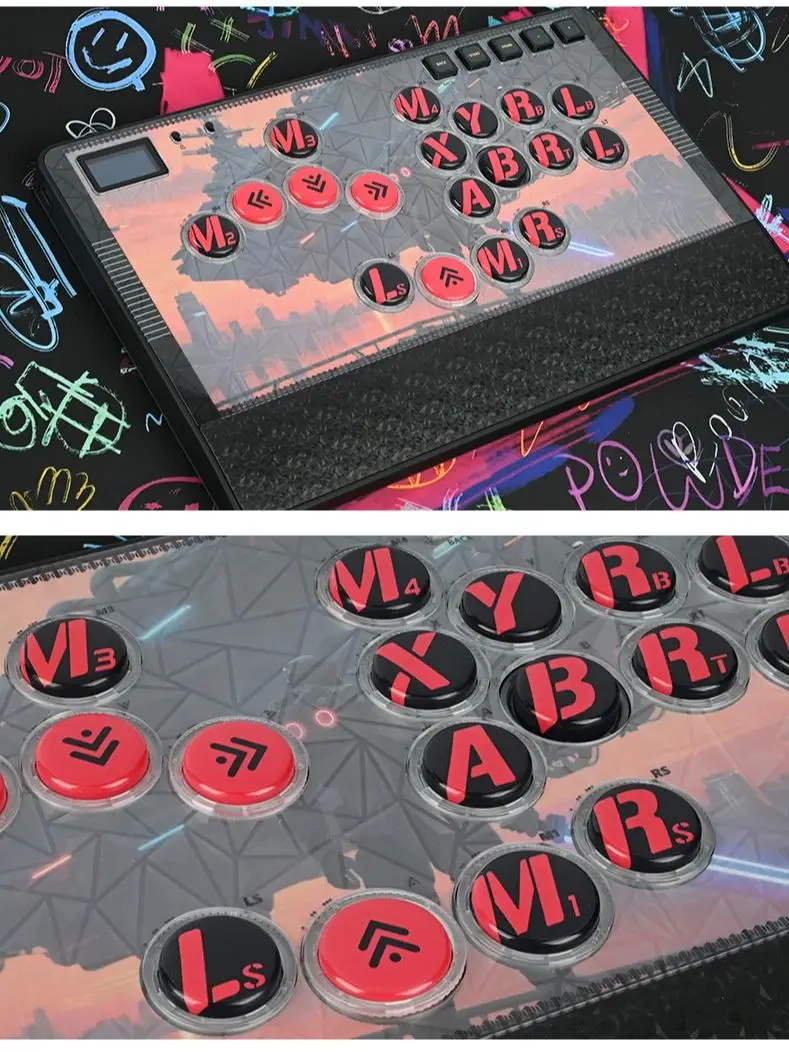 Haute42 Hitbox PBT Cross Keycaps do C-AT, sublimowane nakładki na klawisze, DIY Arcade, bezdźwigniowy kontroler, nakładki na przyciski Hitbox, 25,8 mm — zdjęcie produktu 7