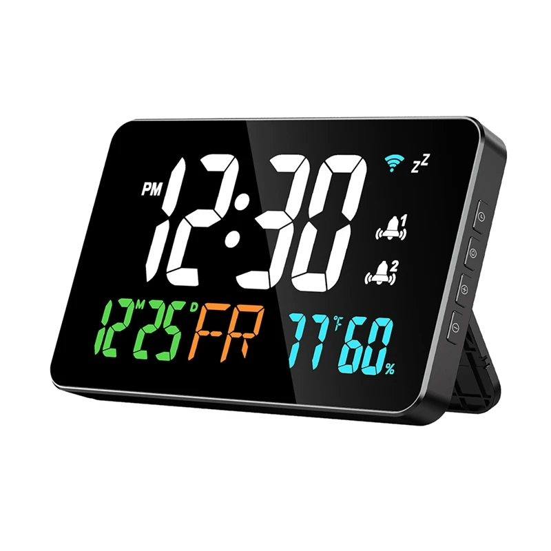 Digital Clock Alarm Clock Extra Large Letters, Temperature And Humidity, Calendar, Week, 4-Level Brightness