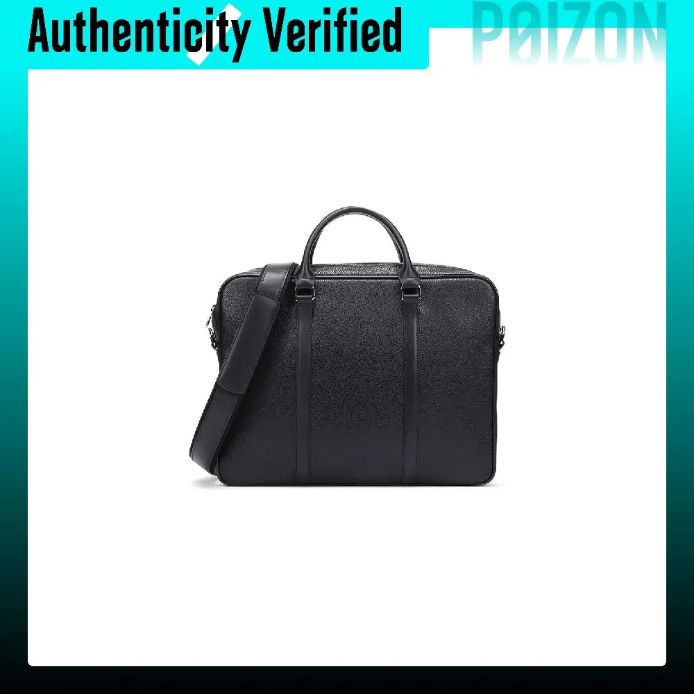 LONGCHAMP Le Foulonné Zip Closure Cow Leather Laptop Bag, Briefcase, One Shoulder Handbag Men's Black 2121021047