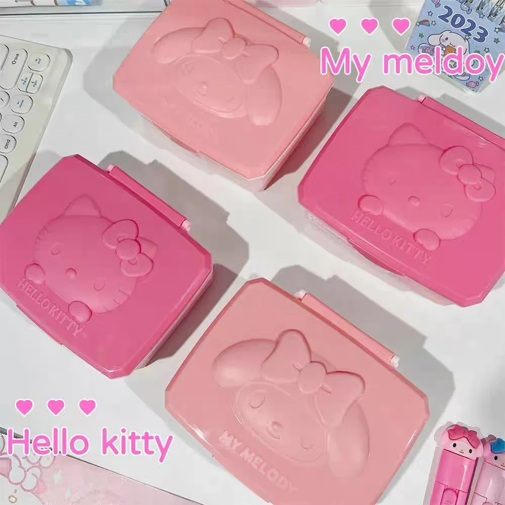 

Kawaii My Melodys Hello Kittys Flip Cover Dust Proof Jewelry Box Cartoon Kuromis Pochaccos Desktop Item Sorting Storage Boxs