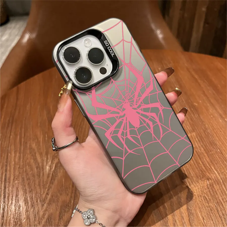 핑크 스파이더 웹 아이폰 17에서 11 프로 맥스 플러스용 폰 케이스