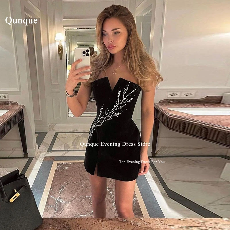 

Qunque V-neck Bodice Short Prom Dresses Sparkly Beads Evening Dress Party Gown Vestido Festa Grade Graduation Dress Customized