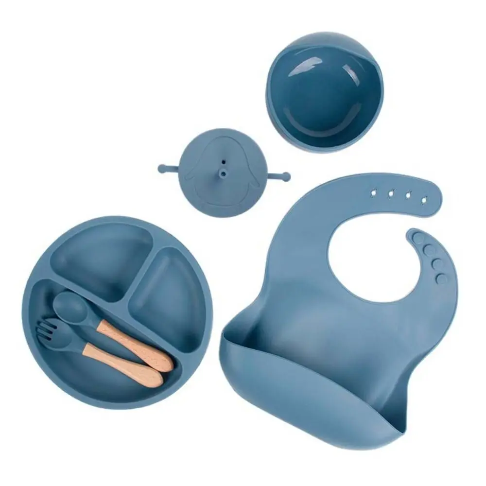 

Набор детского питания с сильным всасыванием, тренировочная обеденная тарелка для еды, детские силиконовые столовые приборы, посуда для кормления, защита от падения