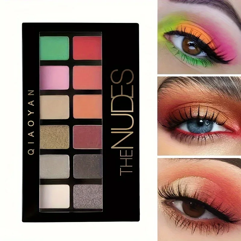 Palette de fards à paupières nus 12 couleurs, tons neutres, mat et scintillants, maquillage mélangeable longue durée pour débutants et professionnels