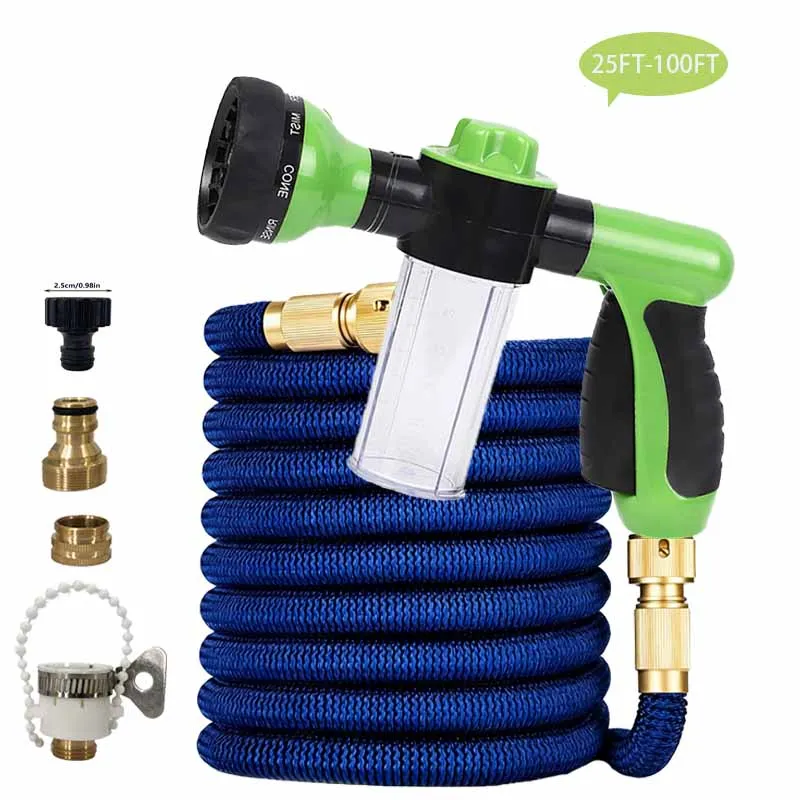 Die meistverkaufte Garten-Wasserpistole mit flexiblem Schlauch und Hochdruck-Autowaschdüse ist ein Gartenbewässerungs- und Spülwerkzeug 25FT100FT
