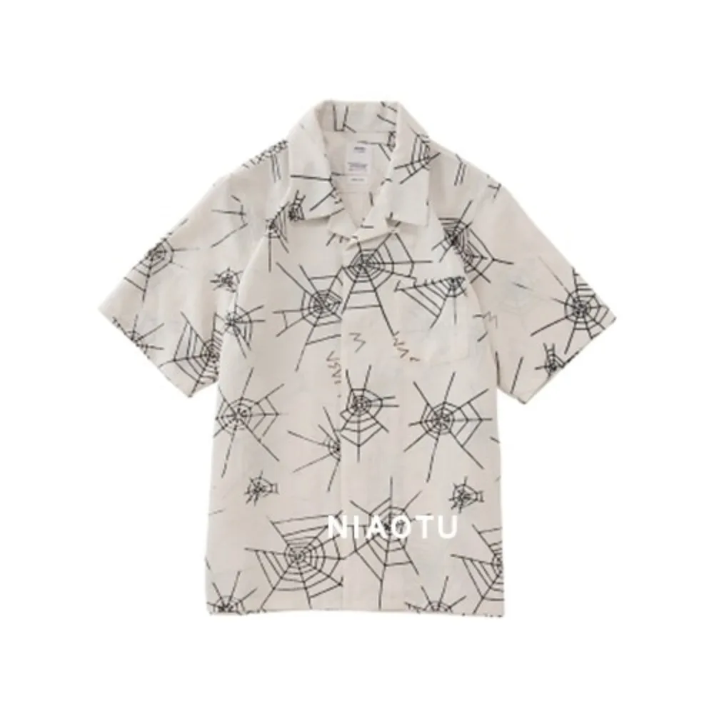 NIOOTU 19SS Spring Summer New Summer Hawaii Spider Web Short Sleeved Shirt Nakamura Men Shirts