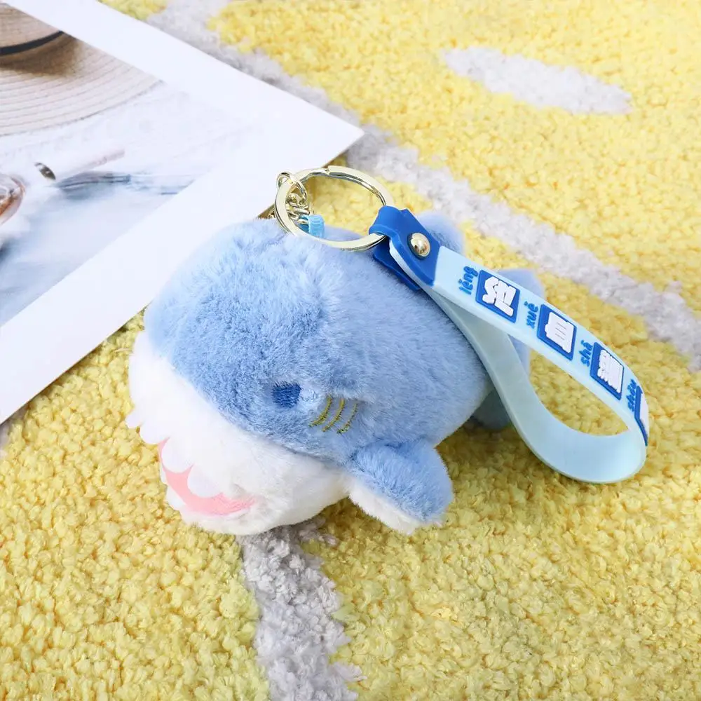 Schoolbag Decoration Backpack Keychain Bag Pendant Plush Toy Blue Shark Plush Keychains Blue Shark Pendant Plush Shark Keyring