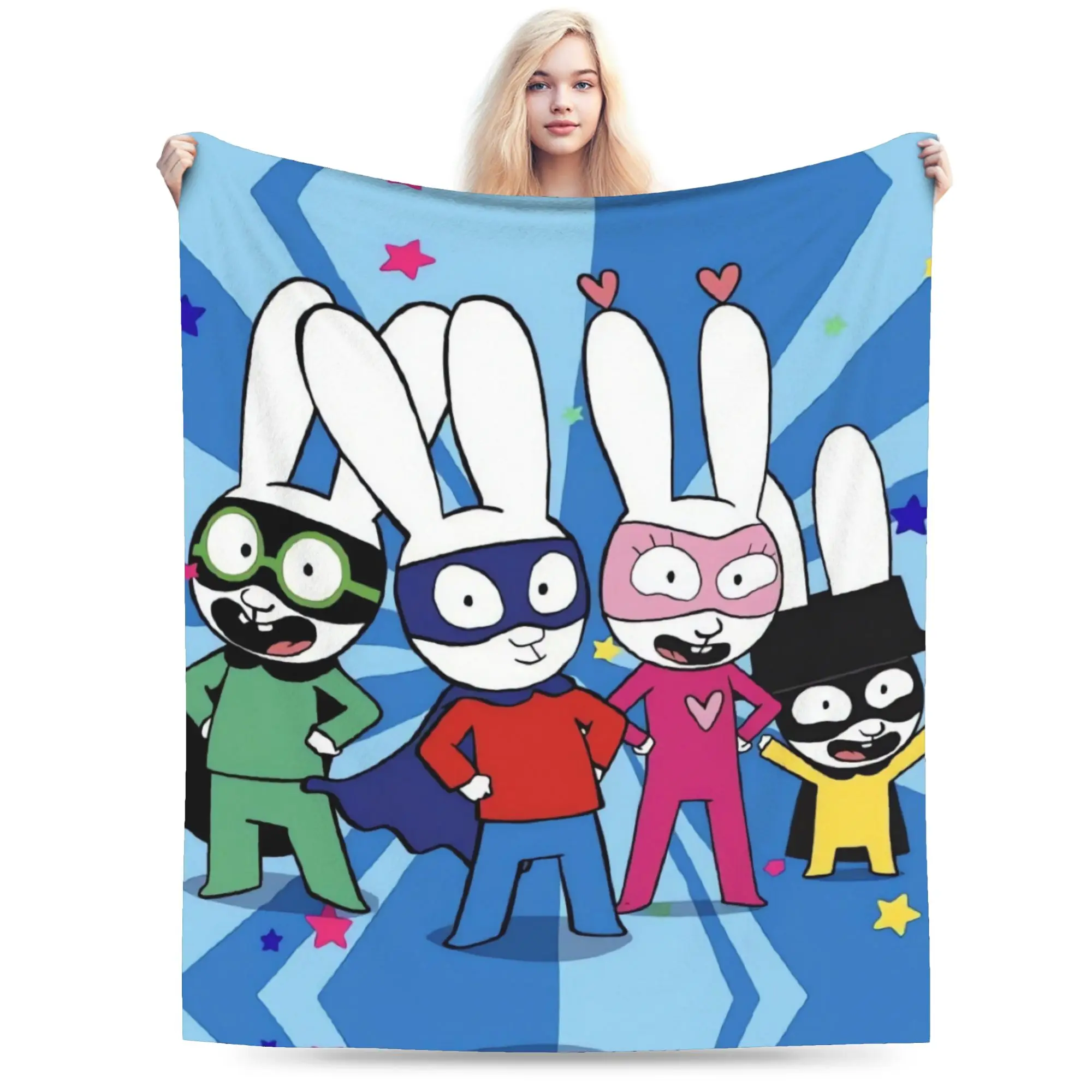 Simons Super Rabbit Blankets Quality Super Soft  Throw Blanket Winter Kids Couch Chair Sofa Bed Graphic Bedspread