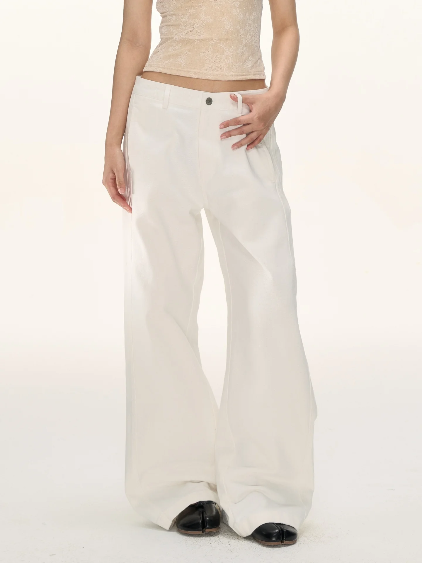 

Женские джинсы Nova B с высокой талией, свободные, широкие, с изогнутым кроем, белые, из денима, весна 2026, новые, для девушек, свободный крой, буткат