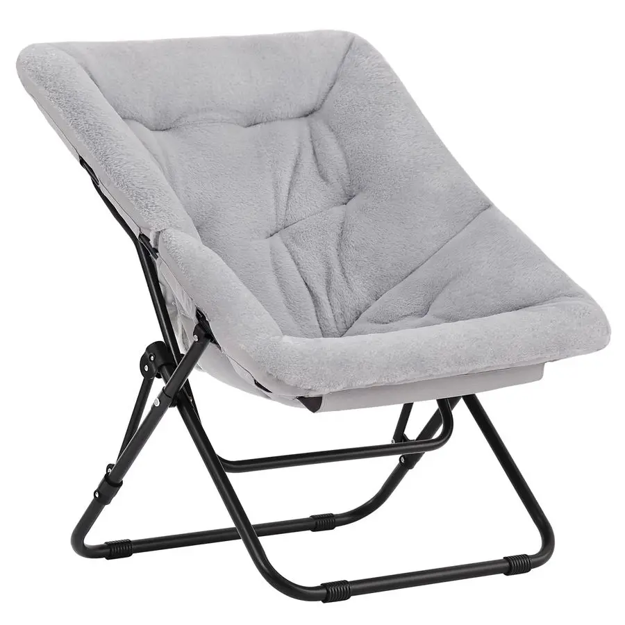 

Comfy Saucer Chair, Soft Faux Fur Oversized Folding Accent Chair, Lounge Lazy Chair for Kids Teens Adults, Metal Frame Moon Cha