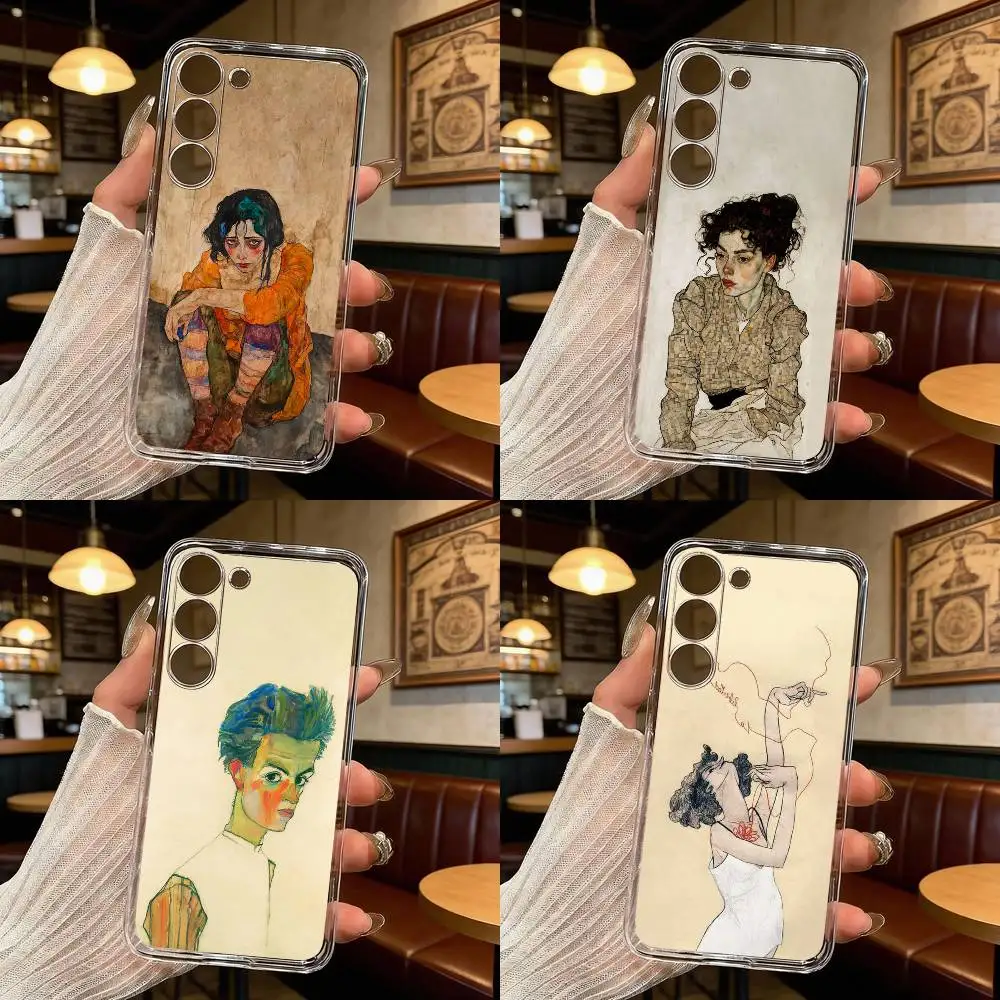 E-Egon S-Schiele Phone Case For Samsung Galaxy A71,A70,A52,A51,A40,A30 Transparent Cover