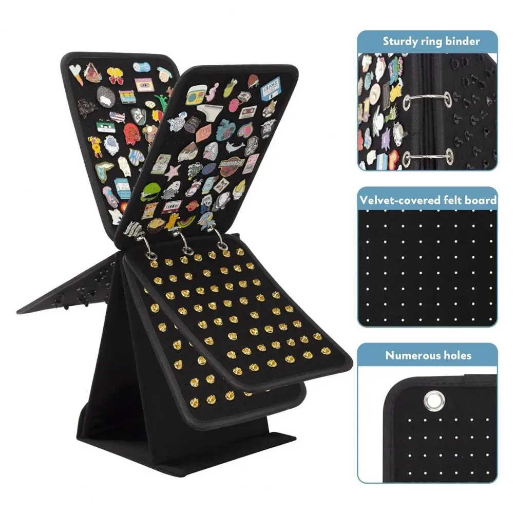 Patch Tag Holder Enamel Pin Organizer with 240 Pin Capacity 3 Binders Calendar Brooch Exhibition Holder Pin Collection Storage