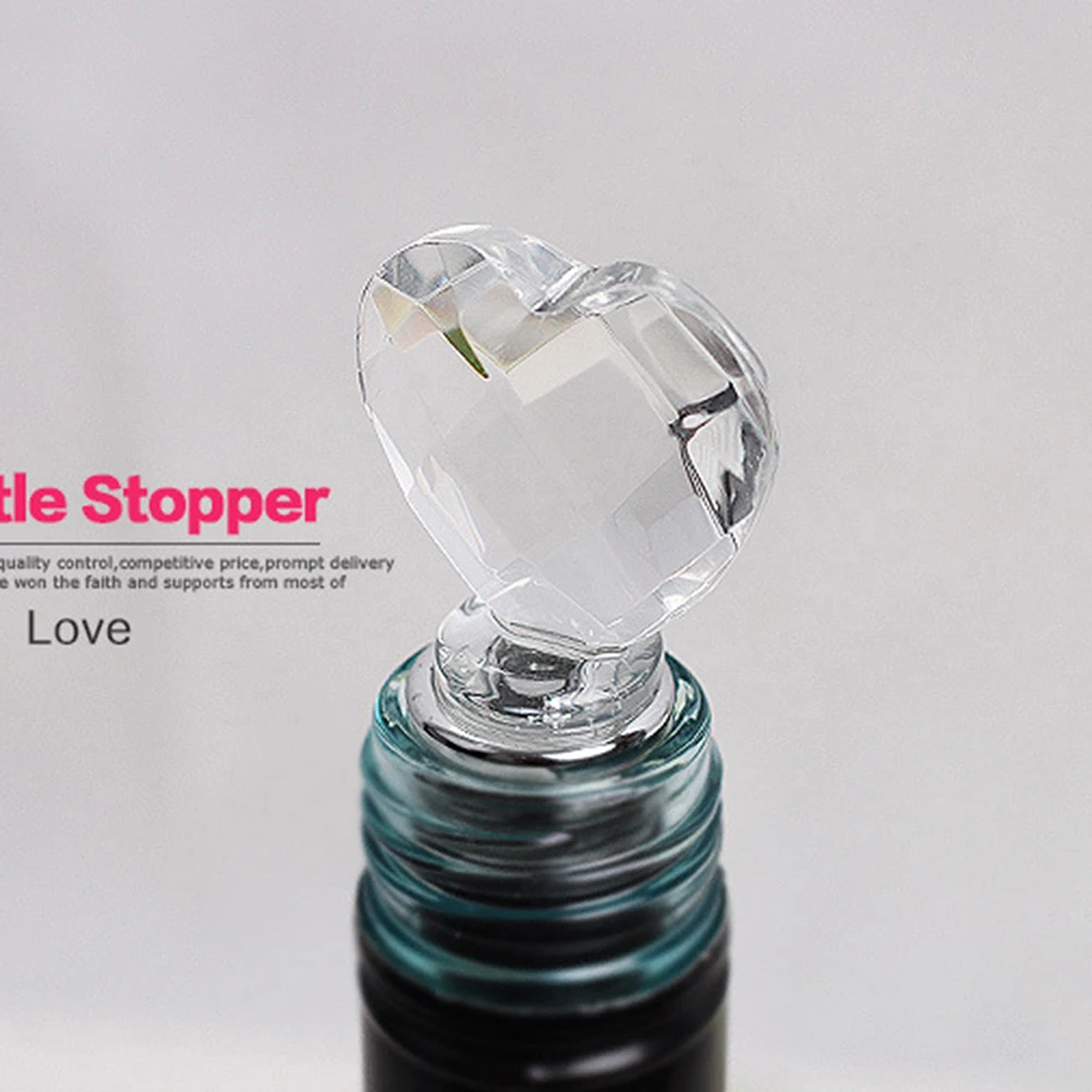 

2PCS Stopper Heart-shaped Crystal Stopper Creative Crystal Beverage Bottle Stopper Chic Wedding Gift Delicate Win