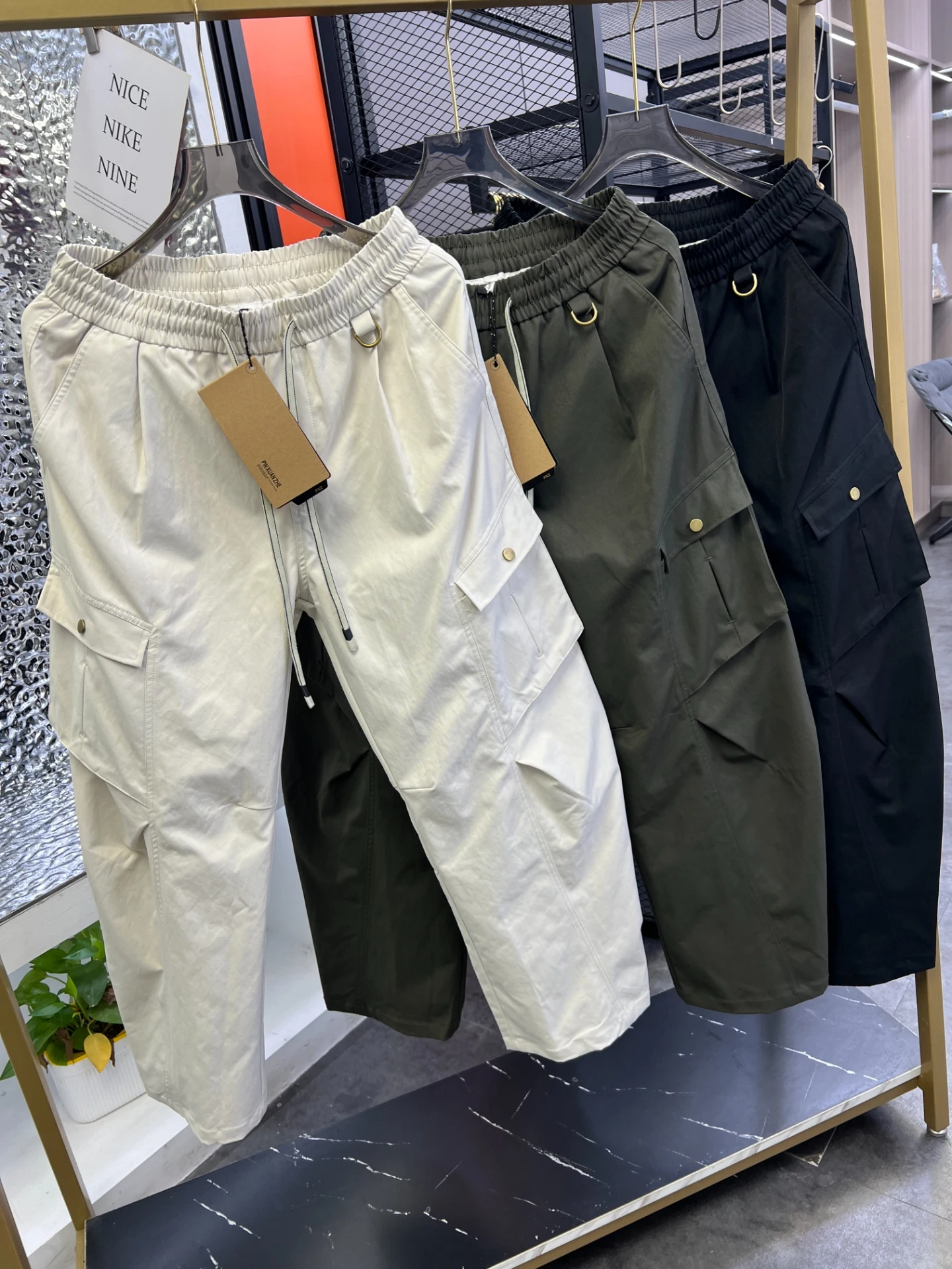 

Мужская рабочая одежда Pampa, свободные прямые брюки-ножи, осенние модные однотонные брюки, прямые брюки с несколькими кетами...