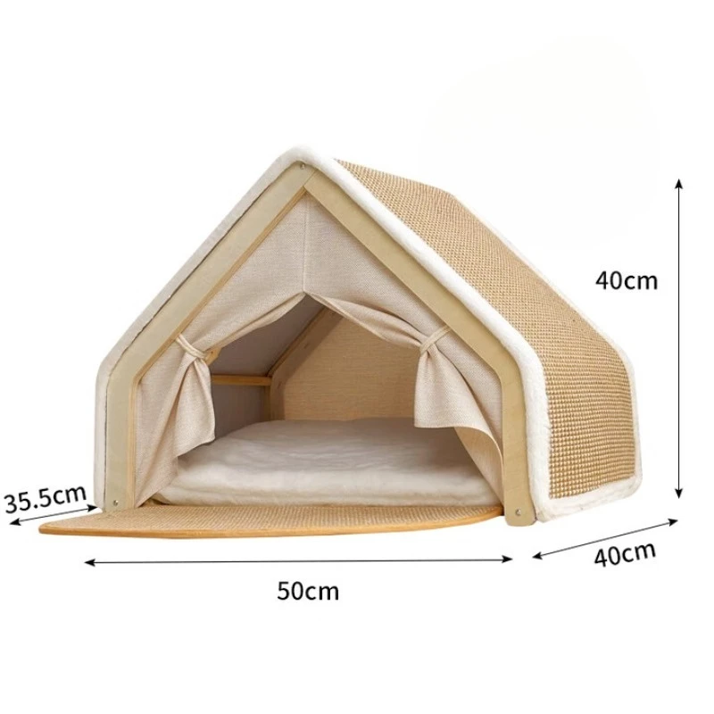 

Cat nest winter warm villa cat house kennel semi-closed sleeping bag scratching board does not drop crumbs