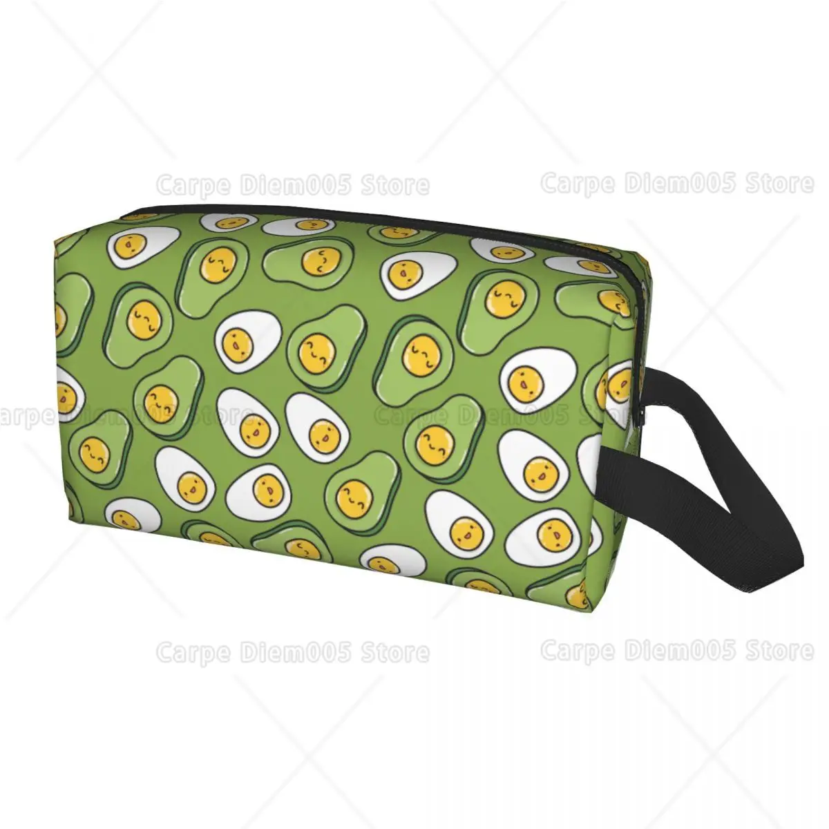

Avocado and Eggs Green Makeup Pouch,Large Cosmetic BagFashionable Brushs Pouch for Women Girls Travel Accessories