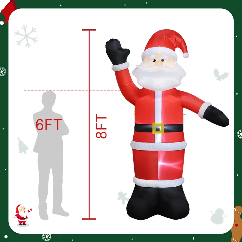 2.4 متر/7.8FT نفخ سانتا كلوز الديكور في الهواء الطلق LED أضواء ديكورات المنزل اللعب ساحة عيد الميلاد الحلي عطلة لوازم الديكور