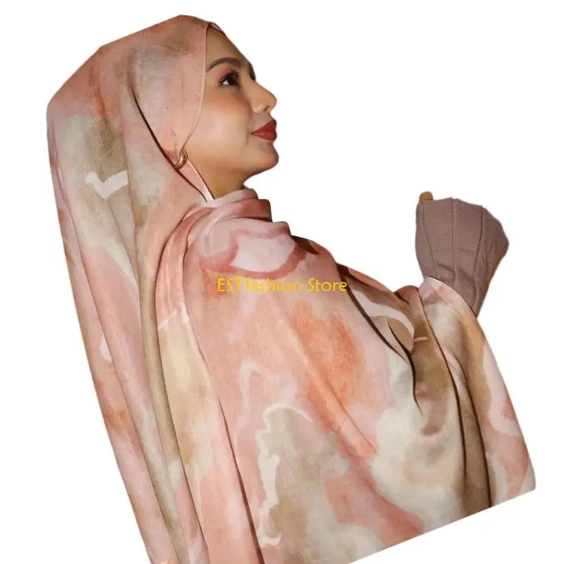 

Y5GC Dubai Muslims Hijab Scarf for Women Fashion Printed Long Scarf Shawls Soft Muslims Hijab Head Wrap Scarves Gifts
