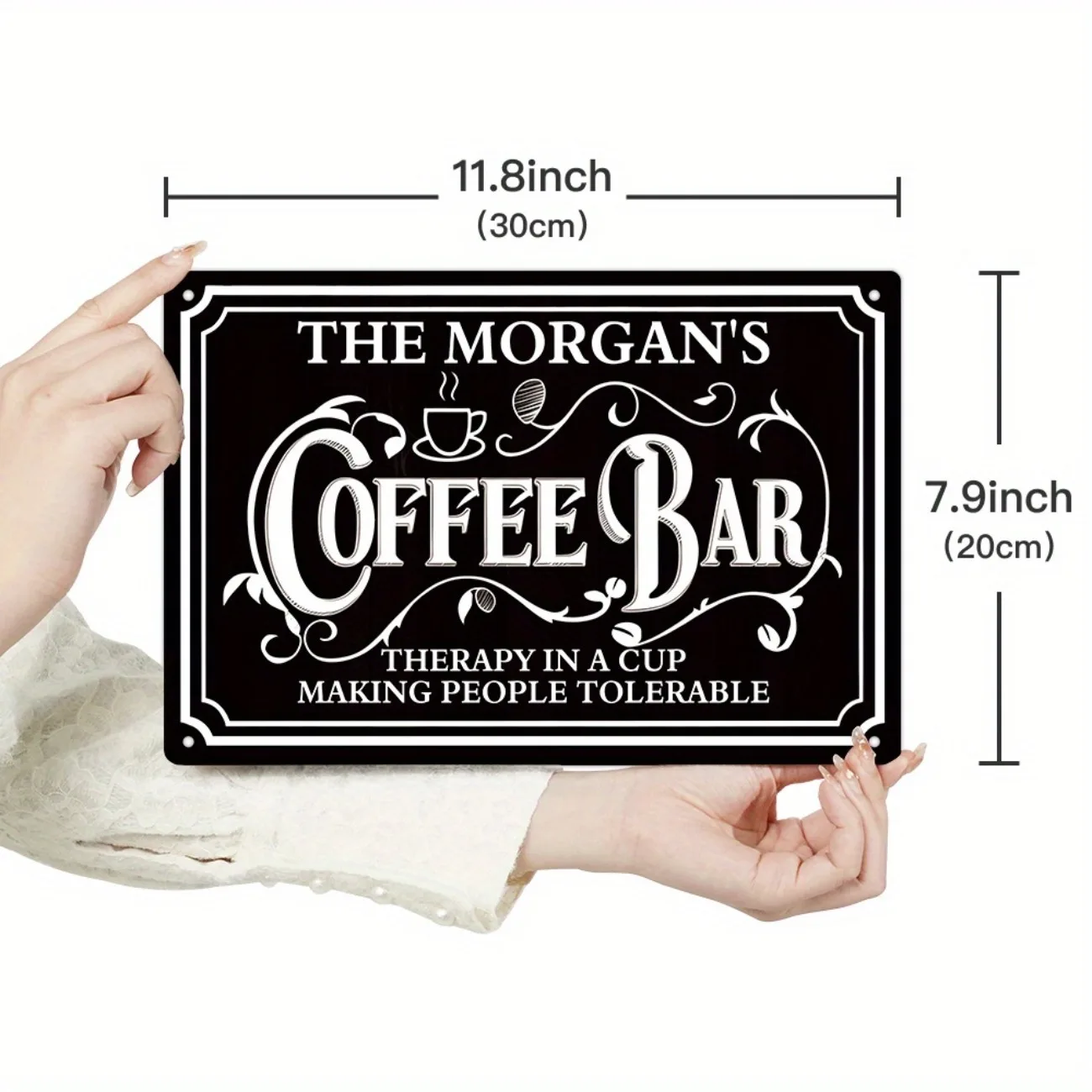 1pc Personalized The Morgan's Coffee Bar Metal Sign - Custom Text - Home Decor - Dust & Water Resistant (Decorative Only)