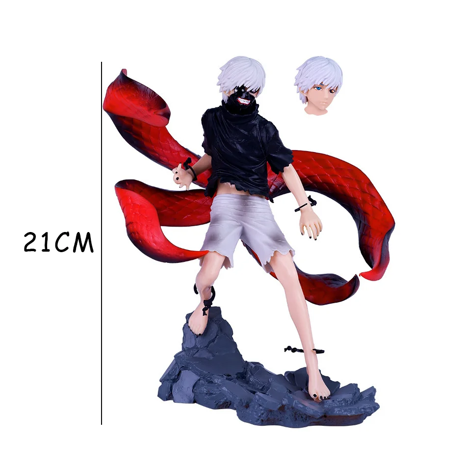 طوكيو الغول Kaneki كين 21 سنتيمتر الشكل قناع نموذج دمية أنيمي رأسين تمثال حلية كول القتال الهدايا اللعب