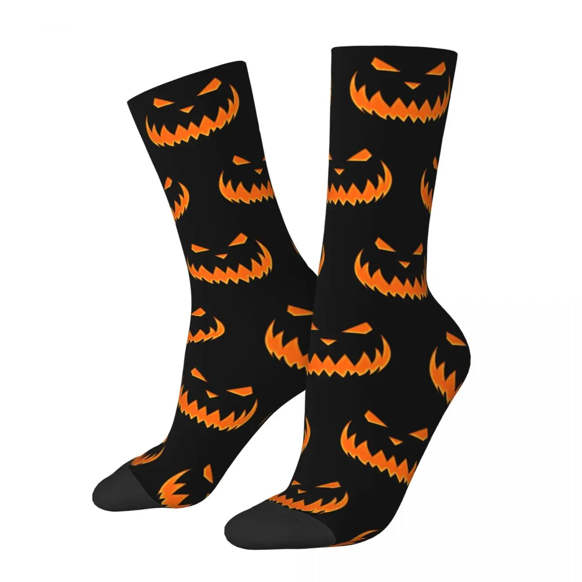 Autumn Winter Harajuku Men's Women's Jack-o'-Lantern Face Socks Halloween Pumkin Non-slip Basketball Socks