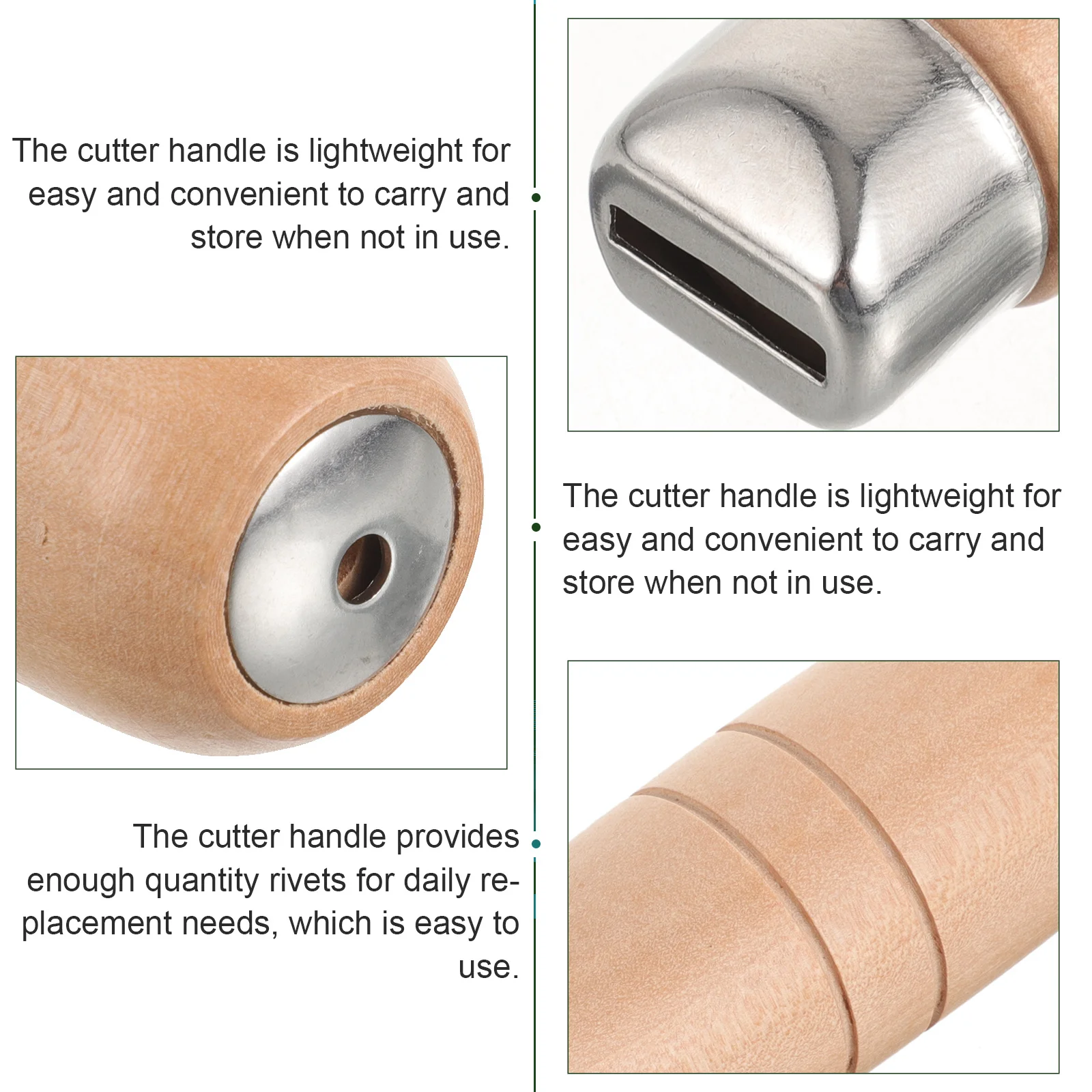 

2Sets Kitchen Cutter Wooden Handle Sturdy Replacement Grip for Chopping Efficient Comfortable Non-Skid Cutter Handle